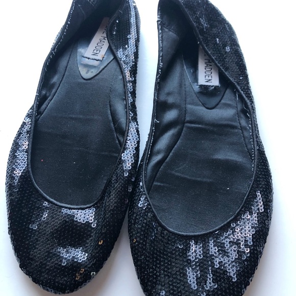 Steve Madden Ballet Flat Black Sequins Size 7